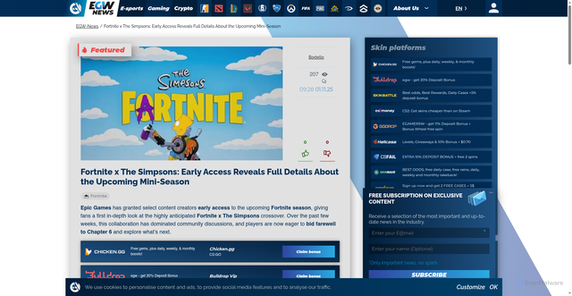 Security scan screenshot of https://egw.news/gaming/news/30341/fortnite-x-the-simpsons-early-access-reveals-full--oPCAK3Xbw
