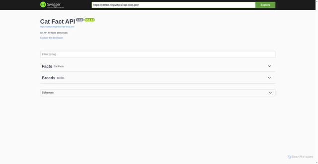 Security scan screenshot of https://catfact.ninja