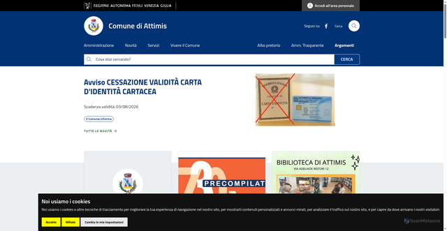 Security scan screenshot of https://WWW.COMUNE.ATTIMIS.UD.IT