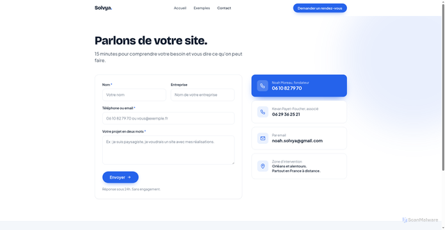 Security scan screenshot of https://solvya.pro/contact