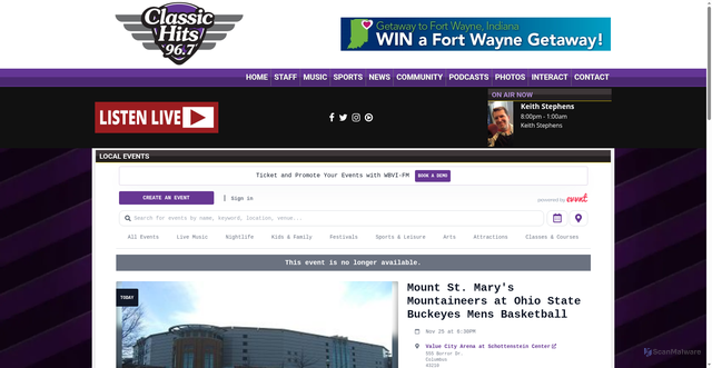 Security scan screenshot of https://wbvi.com/local-events?_evDiscoveryPath=%2Fevent%2F1121285s-mount-st-mary-s-mountaineers-at-ohio-state-buckeyes-mens-basketball
