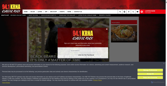 Security scan screenshot of https://krna.com/black-bears-return-iowa/