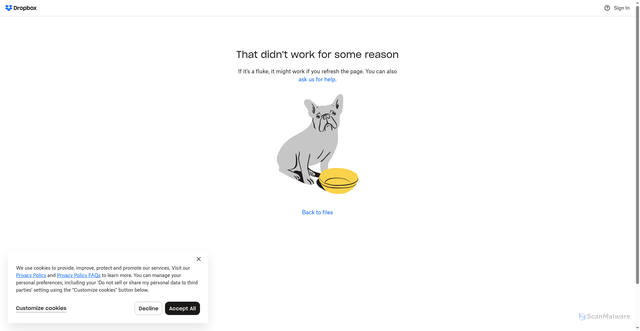 Security scan screenshot of https://www.dropbox.com/scl/fi/7qfbb691f0f9uuwjbqzxp/BTEE-Broadband.paper?rlkey=8h5p44ad2kq6xla3tfsqnon7z&dl=0