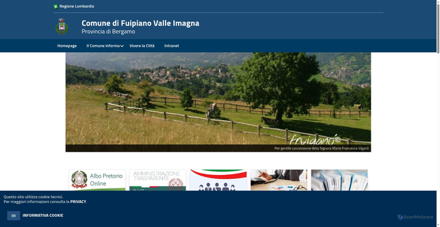 Security scan screenshot of https://www.comune.fuipianovalleimagna.bg.it