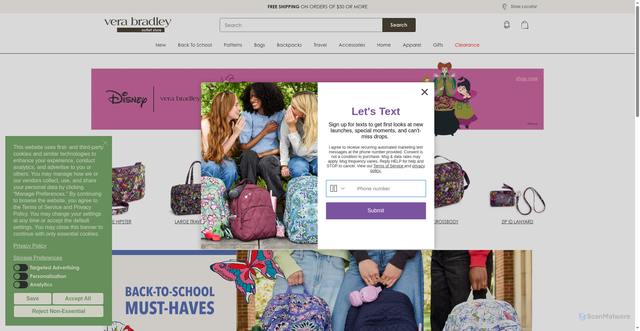 Security scan screenshot of https://verabradleyoutlet.com