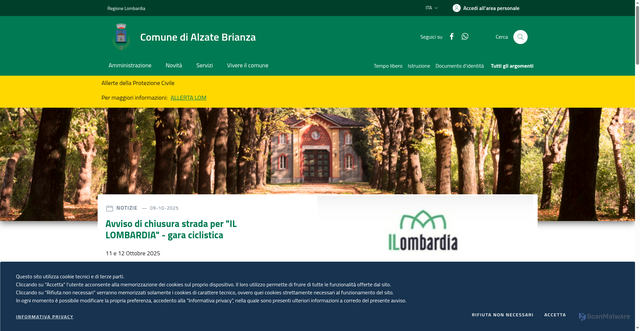 Security scan screenshot of https://www.comune.alzate-brianza.co.it/