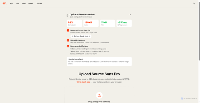 Security scan screenshot of https://sift-35a.pages.dev/app-tool/?font=source-sans-pro