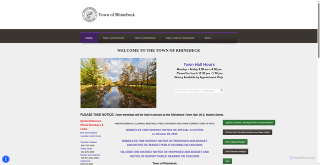 Security scan screenshot of https://www.rhinebeckny.gov/