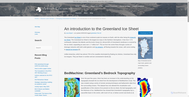 Security scan screenshot of https://www.antarcticglaciers.org/glaciers-and-climate/changing-greenland-ice-sheet/greenland-ice-sheet/