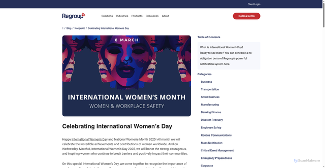 Security scan screenshot of https://www.regroup.com/blog/international-womans-day/