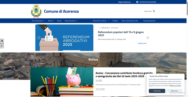 Security scan screenshot of https://www.comune.acerenza.pz.it/