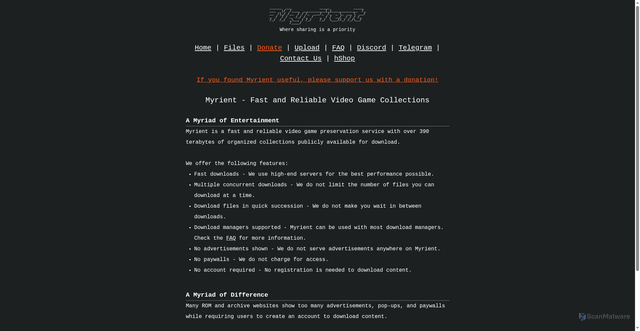 Security scan screenshot of https://myrient.erista.me