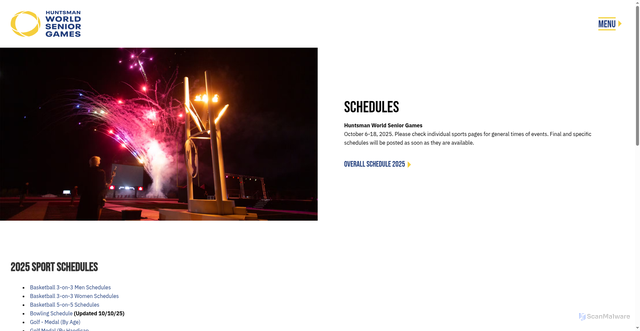 Security scan screenshot of https://seniorgames.net/schedules