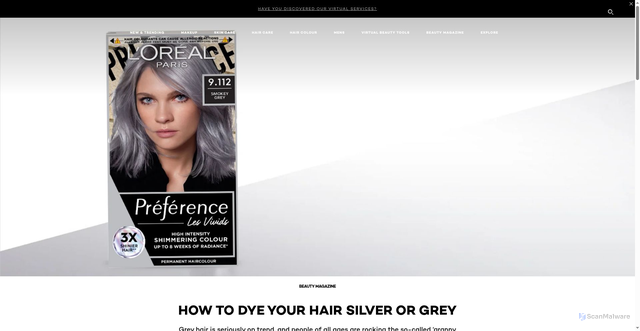 Security scan screenshot of https://www.loreal-paris.co.uk/how-to-dye-your-hair-silver-or-grey