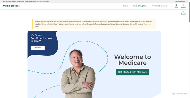 Security scan screenshot of https://www.medicare.gov/