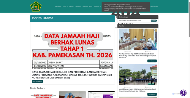 Security scan screenshot of https://kemenagprovkalbar.com/Berita
