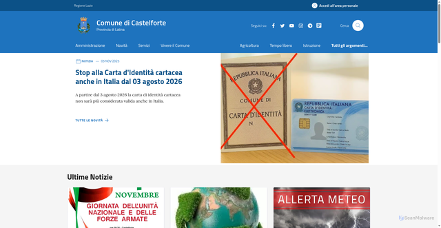 Security scan screenshot of https://www.comune.castelforte.lt.it/