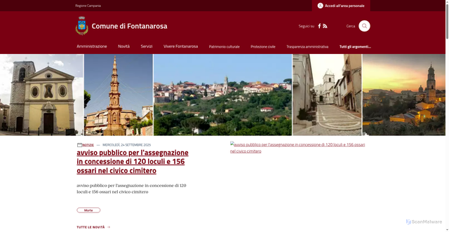 Security scan screenshot of https://www.comune.fontanarosa.av.it/