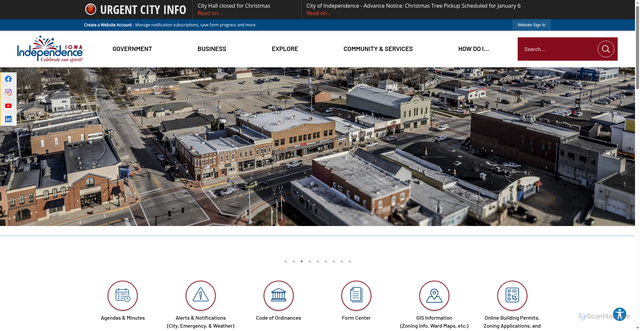Security scan screenshot of https://independenceia.gov/