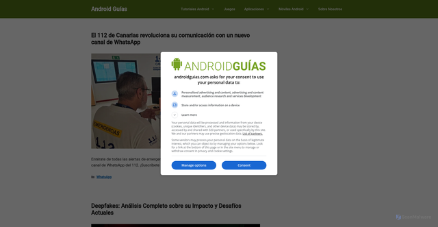 Security scan screenshot of https://androidguias.com