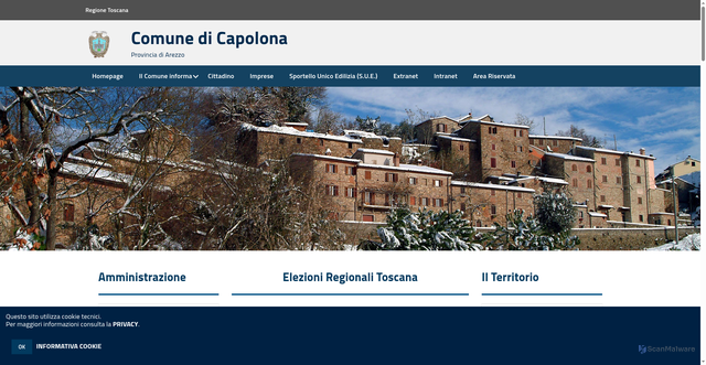 Security scan screenshot of https://www.comune.capolona.ar.it/hh/index.php