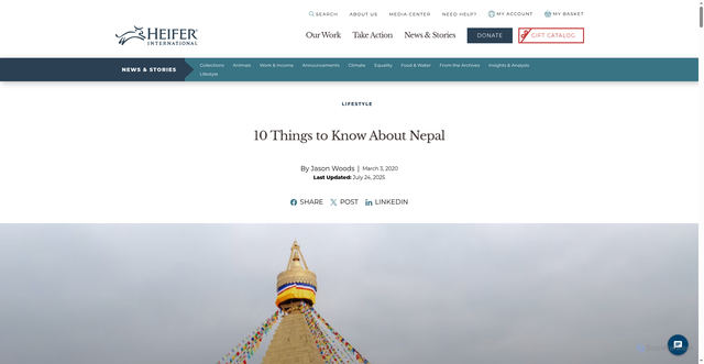 Security scan screenshot of https://www.heifer.org/blog/10-things-to-know-about-nepal