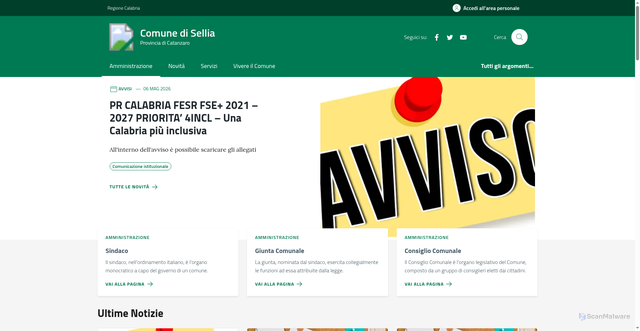 Security scan screenshot of https://www.comune.sellia.cz.it