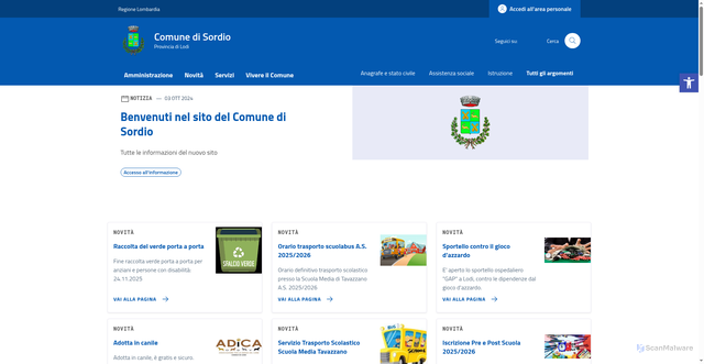 Security scan screenshot of https://comune.sordio.lo.it/