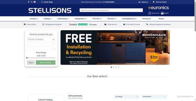 Security scan screenshot of https://stellisonselectrical.co.uk