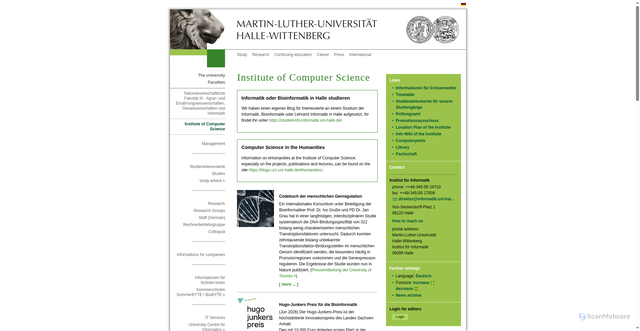 Security scan screenshot of https://www.informatik.uni-halle.de