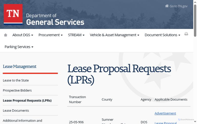 Security scan screenshot of http://tnlpr.gov/