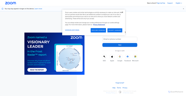 Security scan screenshot of https://us02tasks.zoom.us