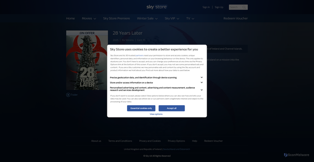 Security scan screenshot of https://www.skystore.com/product/28-years-later/e2a6cd0a-0ad9-4ab5-890e-9b2535d374c0