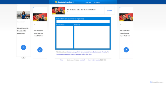 Security scan screenshot of https://suomienglantisanakirja.fi