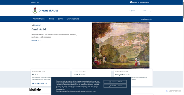 Security scan screenshot of https://www.comune.alvito.fr.it/
