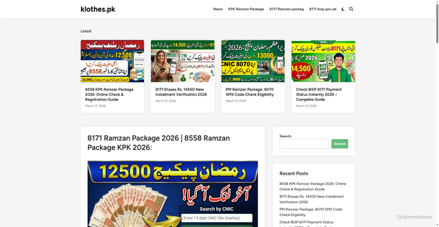 Security scan screenshot of https://klothes.pk/