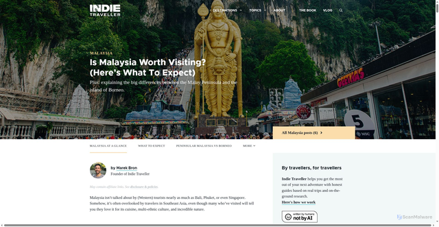 Security scan screenshot of https://www.indietraveller.co/is-malaysia-worth-visiting/