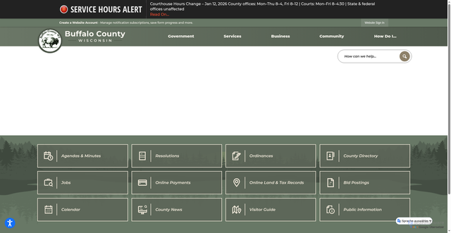 Security scan screenshot of https://buffalocountywi.gov/