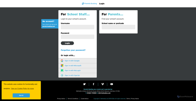 Security scan screenshot of https://www.parents-booking.co.uk