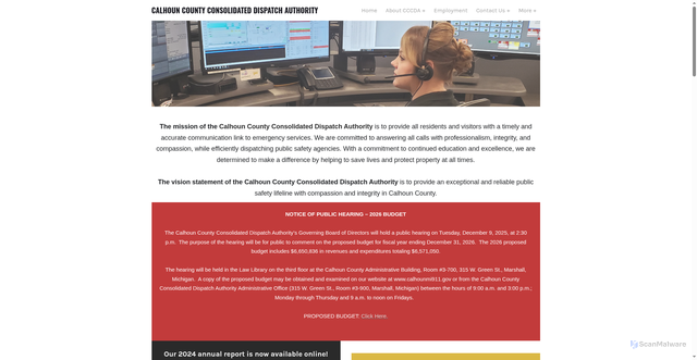 Security scan screenshot of https://www.calhounmi911.gov/