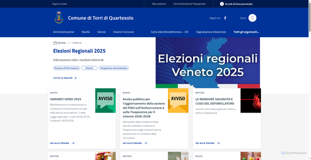 Security scan screenshot of https://www.comune.torridiquartesolo.vi.it/