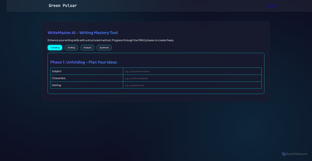 Security scan screenshot of https://green-pulsar-method-v2.pages.dev/writemaster.html