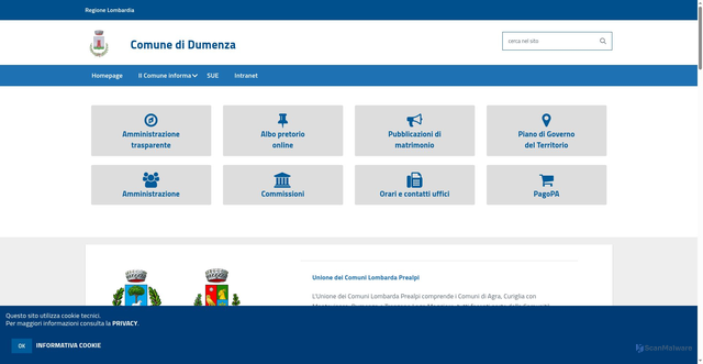 Security scan screenshot of https://www.comune.dumenza.va.it/hh/index.php