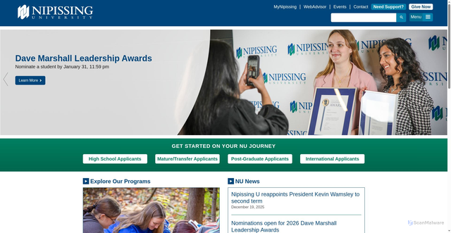 Security scan screenshot of https://www.nipissingu.ca