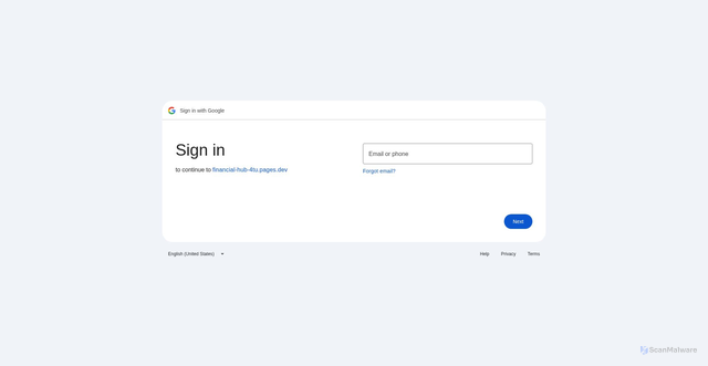 Security scan screenshot of https://financial-hub-4tu.pages.dev/api/auth/google