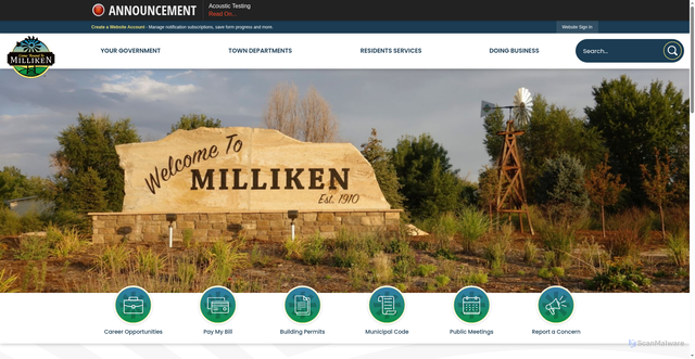 Security scan screenshot of https://millikenco.gov/