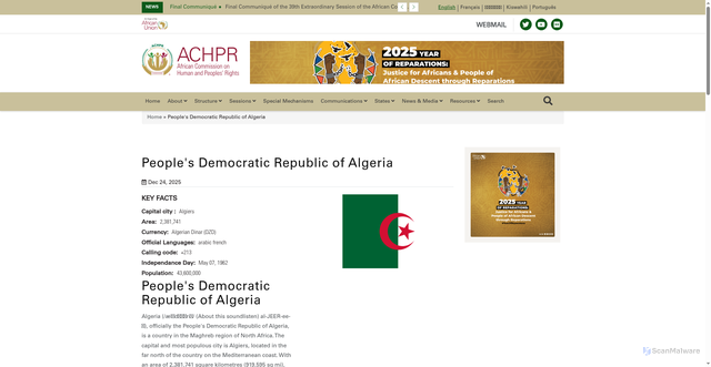 Security scan screenshot of https://achpr.au.int/en/member-states/algeria