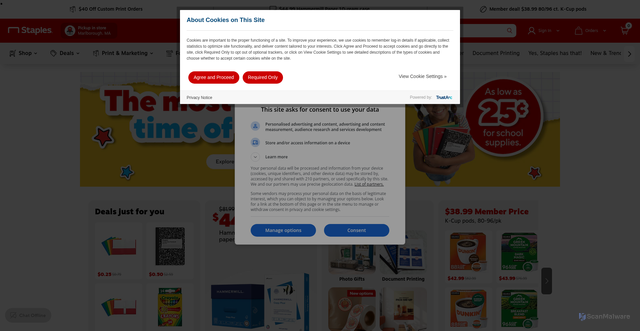 Security scan screenshot of https://www.staples.com