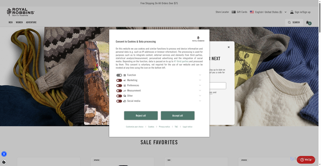 Security scan screenshot of https://www.royalrobbins.com/us/en-us/?srsltid=AfmBOoooBHw0B_ksADqs0tNm9OUMkpn6-FW5x68wl5uVYaYydDOz1lTh