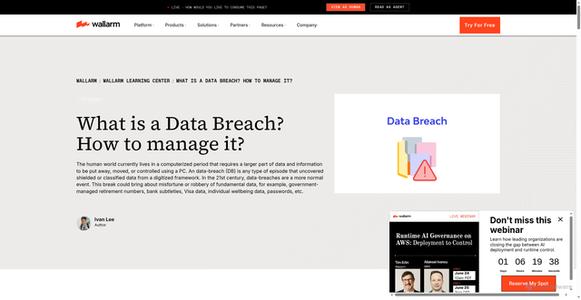 Security scan screenshot of https://www.wallarm.com/what/what-is-a-data-breach-how-to-manage-it